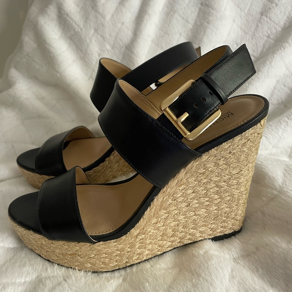 Michael Kors black espadrille wedges